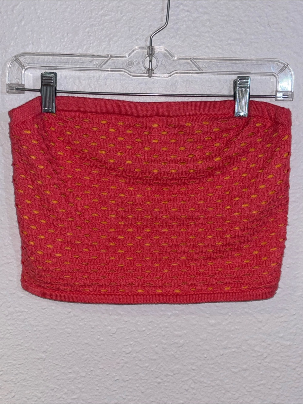 aerie Coral Eyelet Knit Mini Tube Top